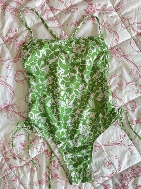 No Boundaries Green and White Floral One-Piece Swimsuit